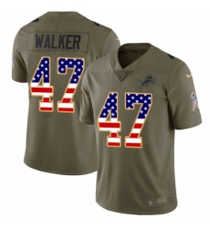 Youth Nike Detroit Lions #47 Tracy Walker Limited Olive/USA Flag Salute to Service NFL Jersey