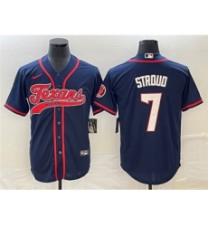 Men's Houston Texans #7 C.J. Stroud Navy Cool Base Stitched Baseball Jersey