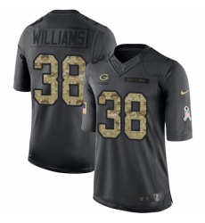 Youth Nike Green Bay Packers #38 Tramon Williams Limited Black 2016 Salute to Service NFL Jersey