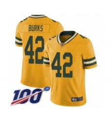 Men's Green Bay Packers #42 Oren Burks Limited Gold Rush Vapor Untouchable 100th Season Football Jersey