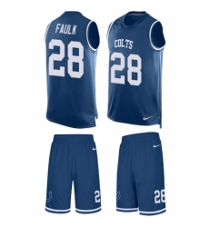 Men's Nike Indianapolis Colts #28 Marshall Faulk Limited Royal Blue Tank Top Suit NFL Jersey