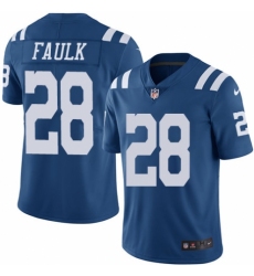Youth Nike Indianapolis Colts #28 Marshall Faulk Limited Royal Blue Rush Vapor Untouchable NFL Jersey
