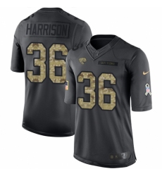 Men's Nike Jacksonville Jaguars #36 Ronnie Harrison Limited Black 2016 Salute to Service NFL Jersey