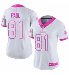 Women's Nike Jacksonville Jaguars #81 Niles Paul Limited White/Pink Rush Fashion NFL Jersey