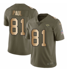 Youth Nike Jacksonville Jaguars #81 Niles Paul Limited Olive/Gold 2017 Salute to Service NFL Jersey