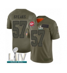 Men's Kansas City Chiefs #57 Breeland Speaks Limited Olive 2019 Salute to Service Super Bowl LIV Bound Football Jersey