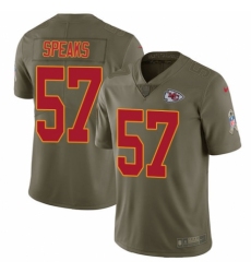 Youth Nike Kansas City Chiefs #57 Breeland Speaks Limited Olive 2017 Salute to Service NFL Jersey