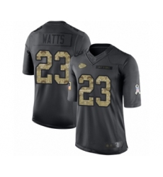 Men's Kansas City Chiefs #23 Armani Watts Limited Black 2016 Salute to Service Football Jersey