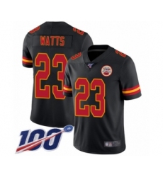 Men's Kansas City Chiefs #23 Armani Watts Limited Black Rush Vapor Untouchable 100th Season Football Jersey