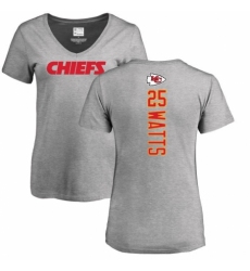 NFL Women's Nike Kansas City Chiefs #25 Armani Watts Ash Backer V-Neck T-Shirt