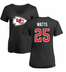 NFL Women's Nike Kansas City Chiefs #25 Armani Watts Black Name & Number Logo Slim Fit T-Shirt