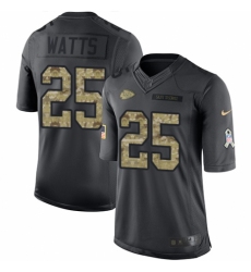 Youth Nike Kansas City Chiefs #25 Armani Watts Limited Black 2016 Salute to Service NFL Jersey