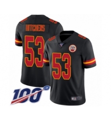 Men's Kansas City Chiefs #53 Anthony Hitchens Limited Black Rush Vapor Untouchable 100th Season Football Jersey