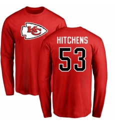 NFL Nike Kansas City Chiefs #53 Anthony Hitchens Red Name & Number Logo Long Sleeve T-Shirt