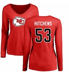 NFL Women's Nike Kansas City Chiefs #53 Anthony Hitchens Red Name & Number Logo Slim Fit Long Sleeve T-Shirt