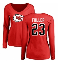 NFL Women's Nike Kansas City Chiefs #23 Kendall Fuller Red Name & Number Logo Slim Fit Long Sleeve T-Shirt