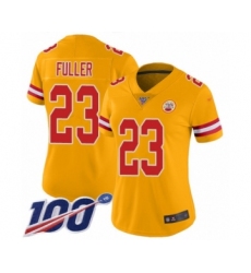 Women's Kansas City Chiefs #23 Kendall Fuller Limited Gold Inverted Legend 100th Season Football Jersey