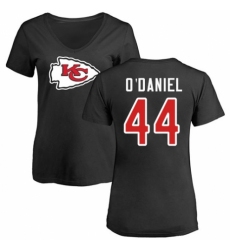NFL Women's Nike Kansas City Chiefs #44 Dorian O'Daniel Black Name & Number Logo Slim Fit T-Shirt