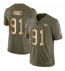 Men's Nike Kansas City Chiefs #91 Derrick Nnadi Limited Olive/Gold 2017 Salute to Service NFL Jersey