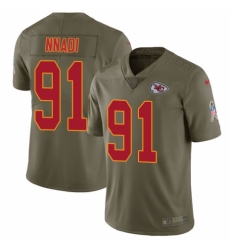 Youth Nike Kansas City Chiefs #91 Derrick Nnadi Limited Olive 2017 Salute to Service NFL Jersey