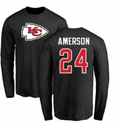 NFL Nike Kansas City Chiefs #24 David Amerson Black Name & Number Logo Long Sleeve T-Shirt