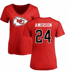 NFL Women's Nike Kansas City Chiefs #24 David Amerson Red Name & Number Logo Slim Fit T-Shirt