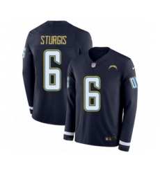Men's Nike Los Angeles Chargers #6 Caleb Sturgis Limited Navy Blue Therma Long Sleeve NFL Jersey