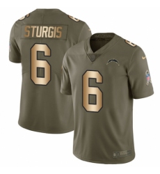 Men's Nike Los Angeles Chargers #6 Caleb Sturgis Limited Olive/Gold 2017 Salute to Service NFL Jersey