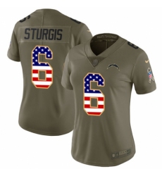 Women's Nike Los Angeles Chargers #6 Caleb Sturgis Limited Olive/USA Flag 2017 Salute to Service NFL Jersey