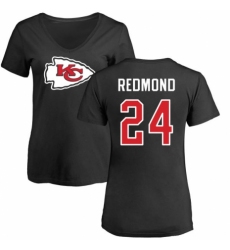 NFL Women's Nike Kansas City Chiefs #24 Will Redmond Black Name & Number Logo Slim Fit T-Shirt
