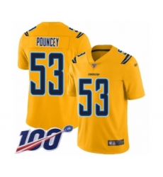 Youth Los Angeles Chargers #53 Mike Pouncey Limited Gold Inverted Legend 100th Season Football Jersey