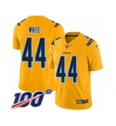 Men's Los Angeles Chargers #44 Kyzir White Limited Gold Inverted Legend 100th Season Football Jersey
