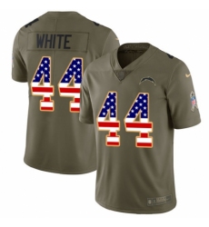 Youth Nike Los Angeles Chargers #44 Kyzir White Limited Olive/USA Flag 2017 Salute to Service NFL Jersey