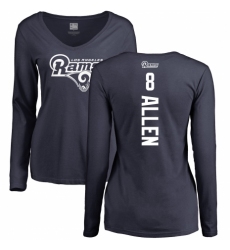 NFL Women's Nike Los Angeles Rams #8 Brandon Allen Navy Blue Backer Slim Fit Long Sleeve T-Shirt