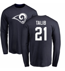 NFL Nike Los Angeles Rams #21 Aqib Talib Navy Blue Name & Number Logo Long Sleeve T-Shirt