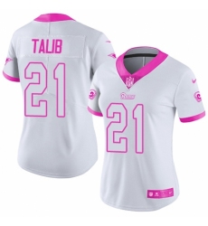 Women's Nike Los Angeles Rams #21 Aqib Talib Limited White/Pink Rush Fashion NFL Jersey