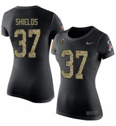 Women's Nike Los Angeles Rams #37 Sam Shields Black Camo Salute to Service T-Shirt