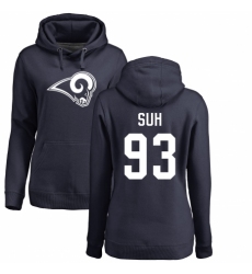 NFL Women's Nike Los Angeles Rams #93 Ndamukong Suh Navy Blue Name & Number Logo Pullover Hoodie