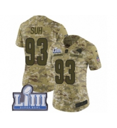 Women's Nike Los Angeles Rams #93 Ndamukong Suh Limited Camo 2018 Salute to Service Super Bowl LIII Bound NFL Jersey