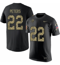 Men's Nike Los Angeles Rams #22 Marcus Peters Black Camo Salute to Service T-Shirt
