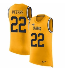 Men's Nike Los Angeles Rams #22 Marcus Peters Limited Gold Rush Player Name & Number Tank Top NFL Jersey