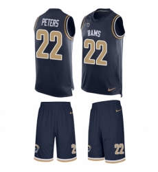 Men's Nike Los Angeles Rams #22 Marcus Peters Limited Navy Blue Tank Top Suit NFL Jersey