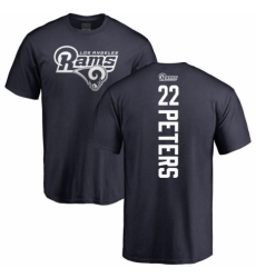NFL Nike Los Angeles Rams #22 Marcus Peters Navy Blue Backer T-Shirt