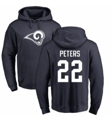 NFL Nike Los Angeles Rams #22 Marcus Peters Navy Blue Name & Number Logo Pullover Hoodie