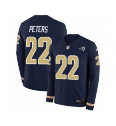 Youth Nike Los Angeles Rams #22 Marcus Peters Limited Navy Blue Therma Long Sleeve NFL Jersey