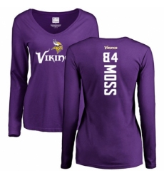 NFL Women's Nike Minnesota Vikings #84 Randy Moss Purple Backer Slim Fit Long Sleeve T-Shirt