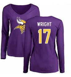 NFL Women's Nike Minnesota Vikings #17 Kendall Wright Purple Name & Number Logo Slim Fit Long Sleeve T-Shirt