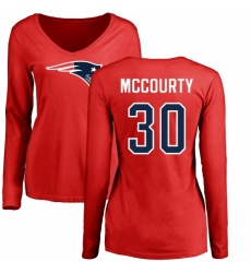 NFL Women's Nike New England Patriots #30 Jason McCourty Red Name & Number Logo Slim Fit Long Sleeve T-Shirt
