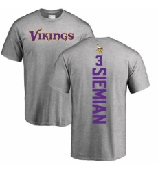 NFL Nike Minnesota Vikings #3 Trevor Siemian Ash Backer T-Shirt