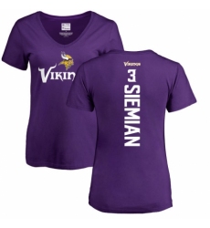 NFL Women's Nike Minnesota Vikings #3 Trevor Siemian Purple Backer Slim Fit T-Shirt